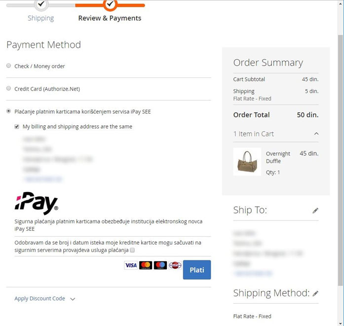 Ipay-magento-order-summary