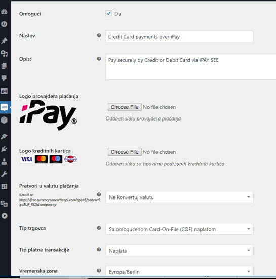 I-pay woocommerce setup opcije