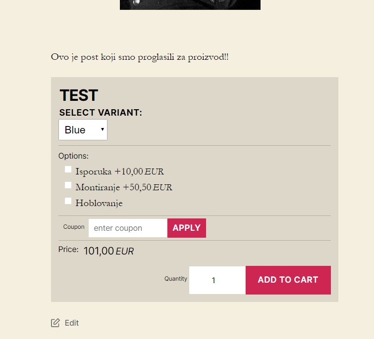 Dodavanje proizvoda