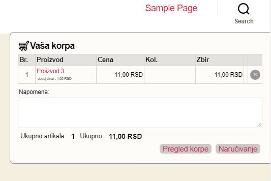 Mini korpa